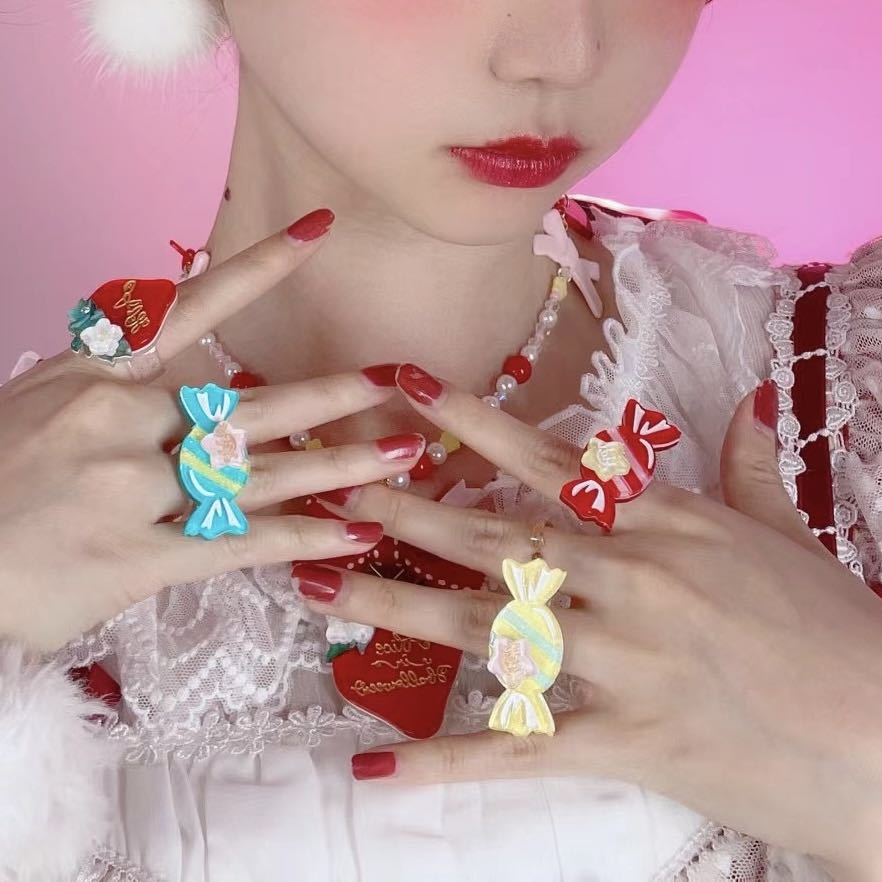 (Buyforme) Halloween Alice~Rainbow Candy~Sweet Lolita Ring Hairclip 6852:73344