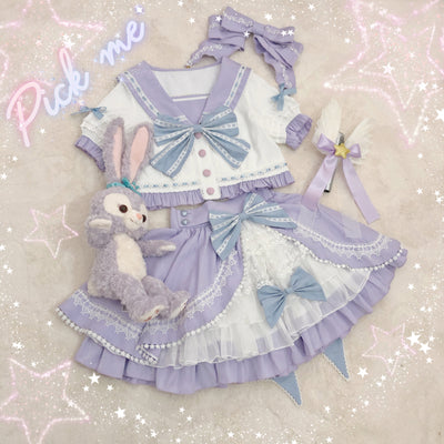 Star Fantasy~Rising Star Lolita SK Kawaii Skirt S (top) purple and blue 