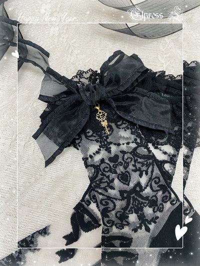 Elpress L~A Kiss from Heaven~Flounce Pendant Embroidery Lolita Socks   