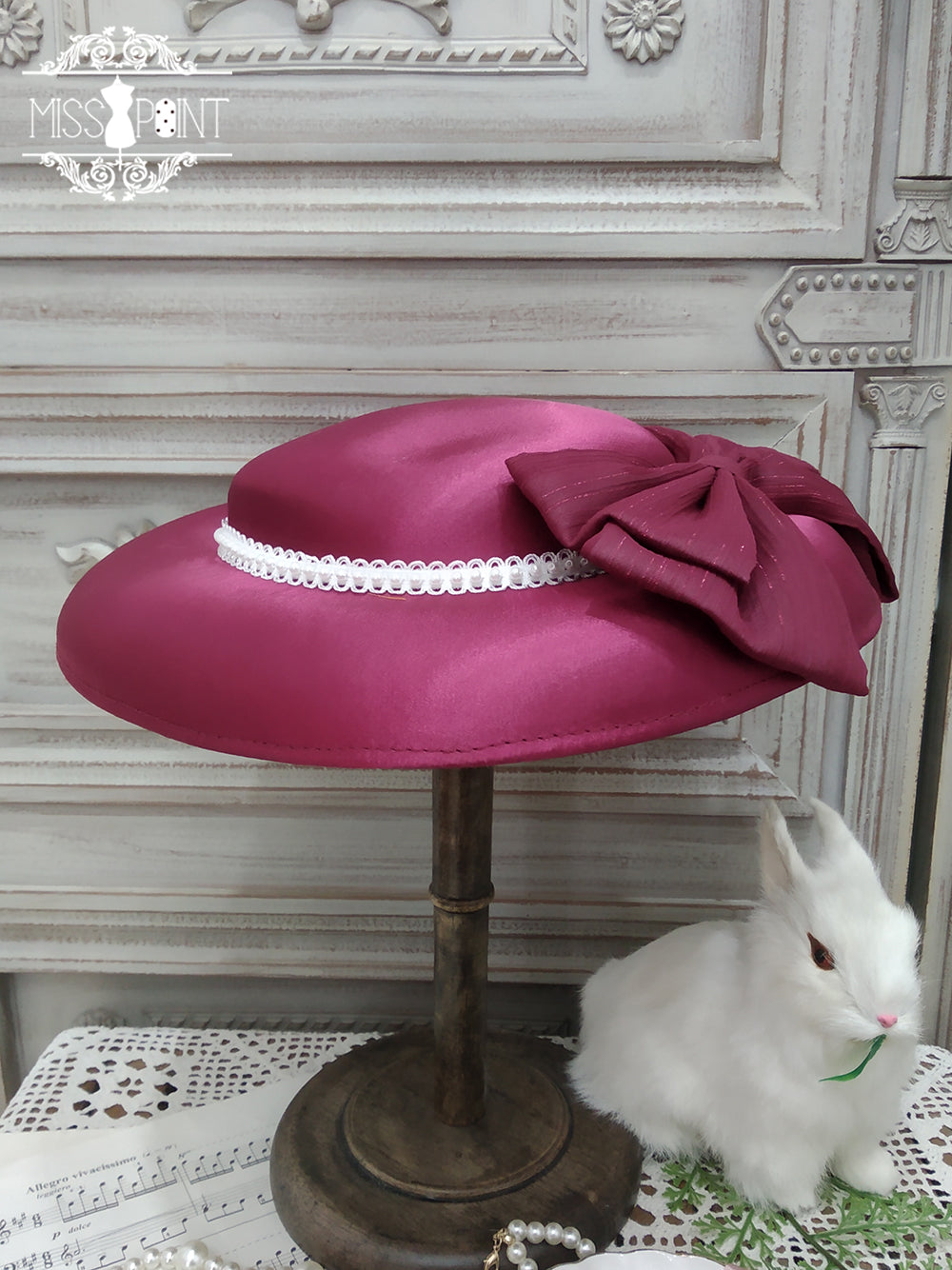 Miss point - Rhine Riverside - Summer Bow Lolita Top Hat red