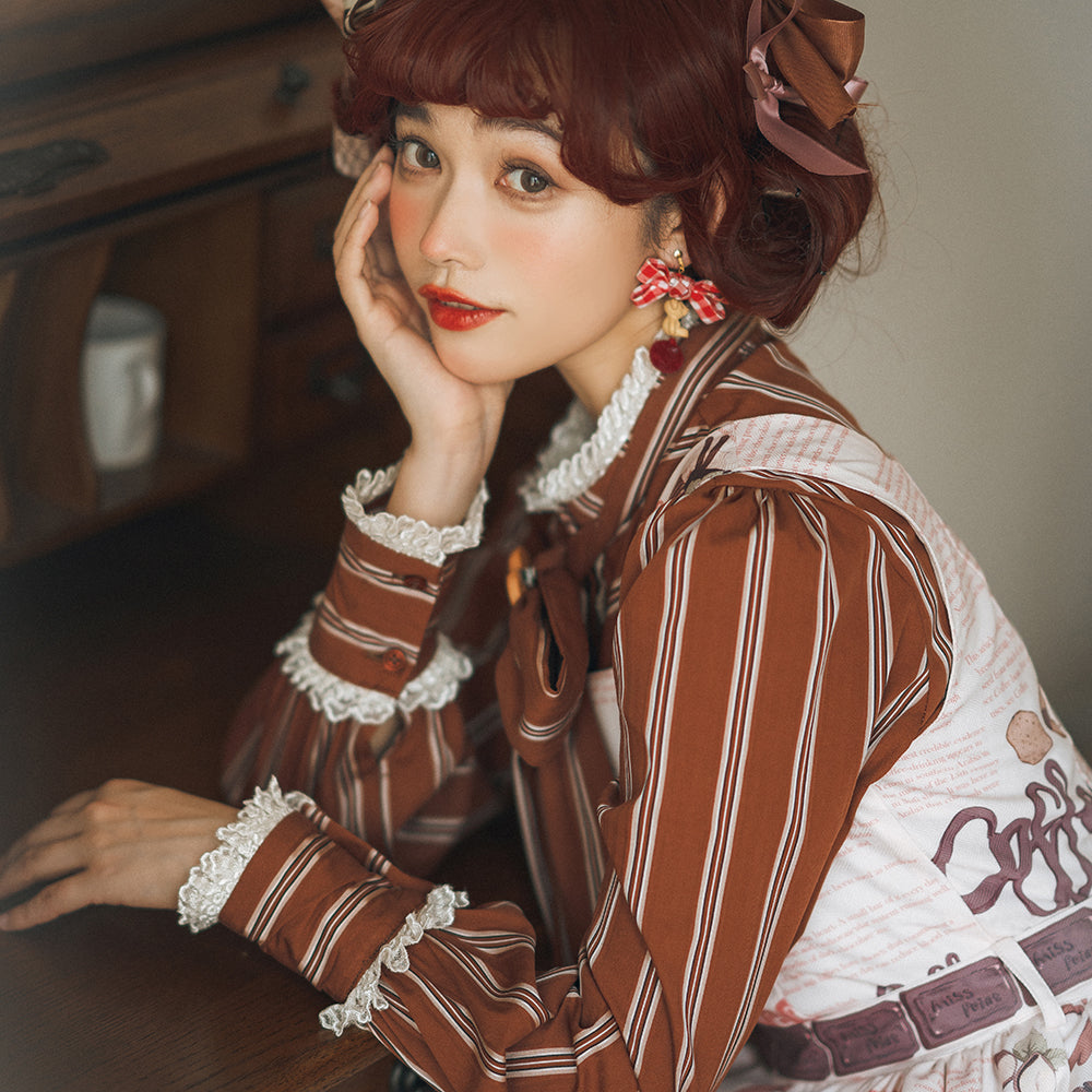 Miss Point~Chocolate Daily Light Sweet Stripe Lolita Blouse   