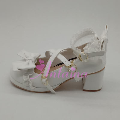 Antaina ~ Simple Sweet Lolita White Lolita Plus Size Heels   