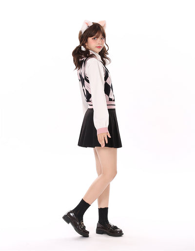 (Buyforme)To Alice~Kawaii Black Pink Lattice JK Lolita Vest   