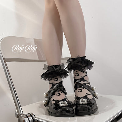 Roji roji~Lace Lolita Summer Short Socks short socks black 