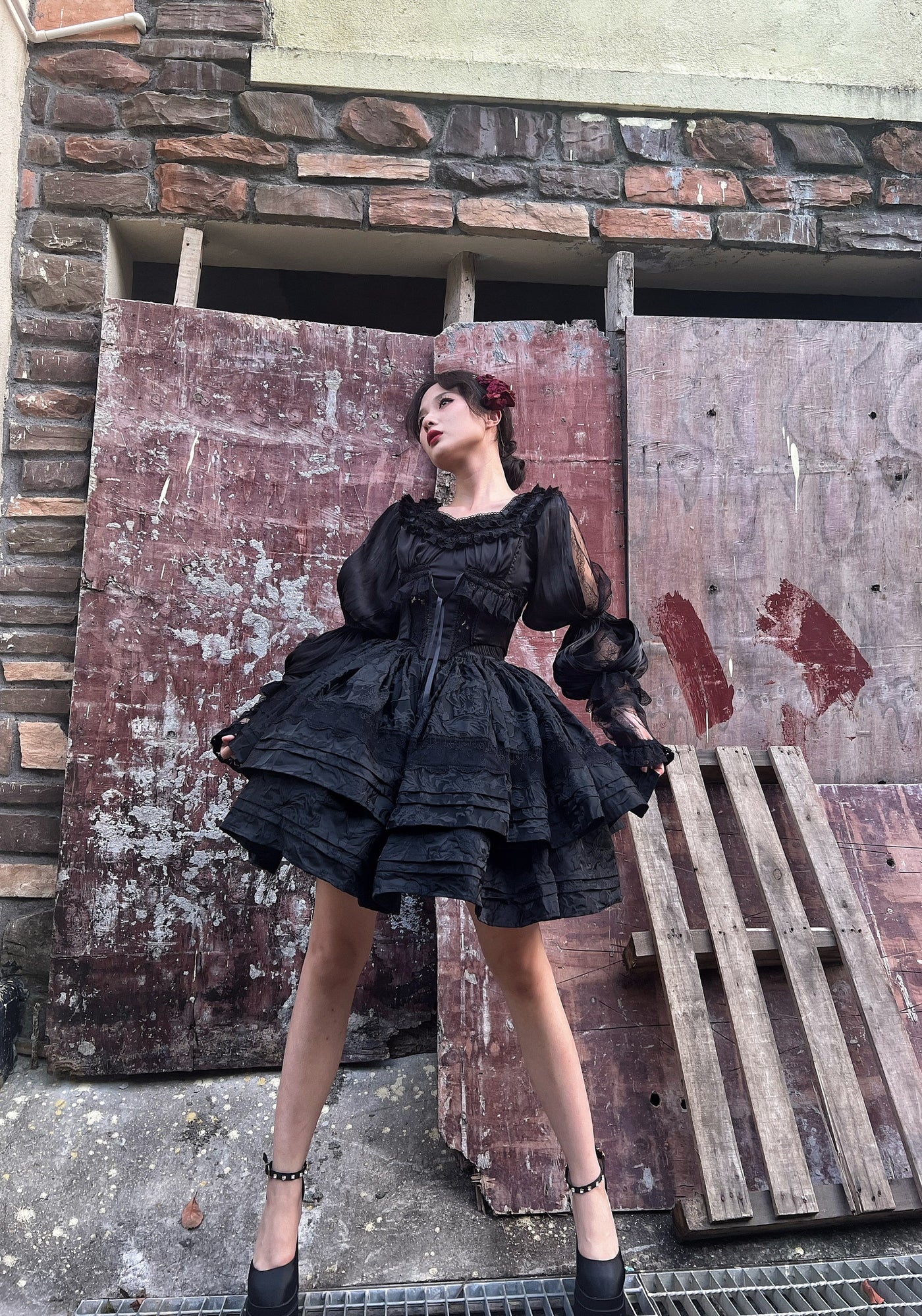 (BuyForMe) Airfreeing~Cersei~French Fashion Long Sleeve Classic Lolita Blouse S black fishbone shirt 