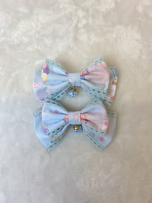 DreamWhale - Sweet Lolita Accessory Puppy-themed Headdress mint green bow clips(a pair) In stock