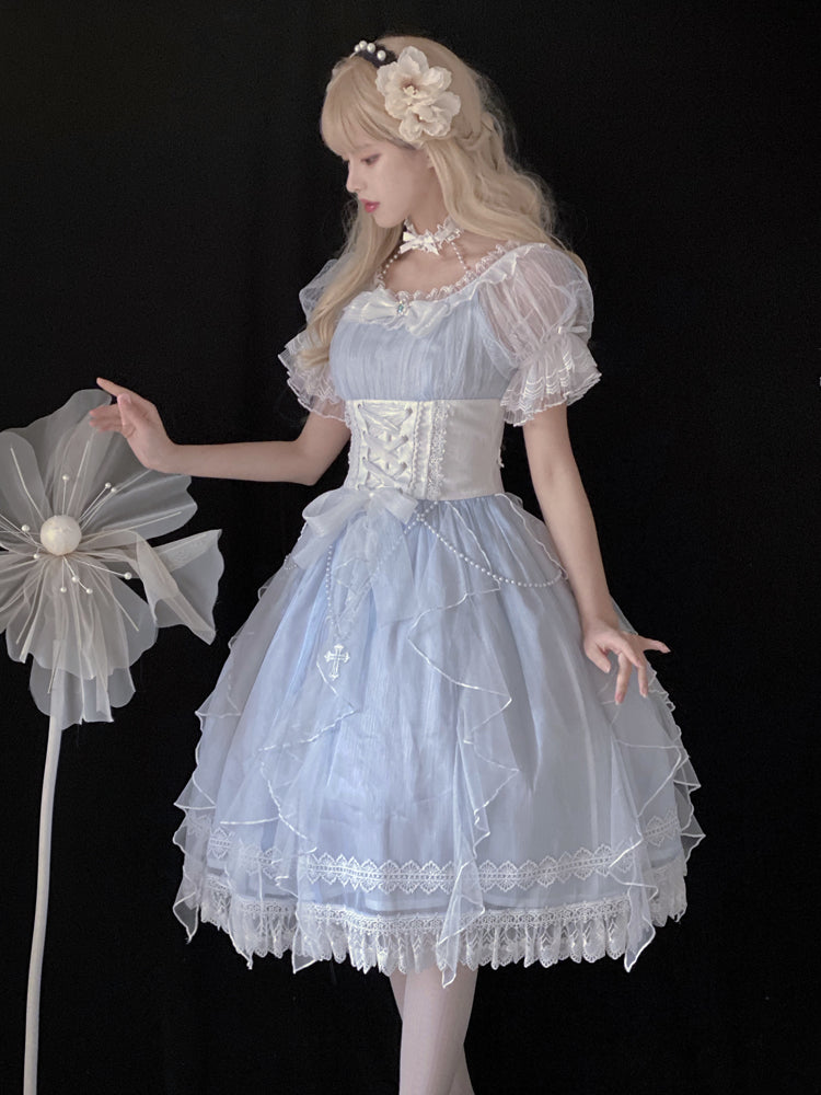 Your Princess~Mermaid Princess~ Lolita Short Sleeve OP Dress S blue 