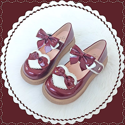 (Buyforme)Lixing Luo~Cute Milkmaid Round Toe Multicolor Lolita Shoes 34 wine red 