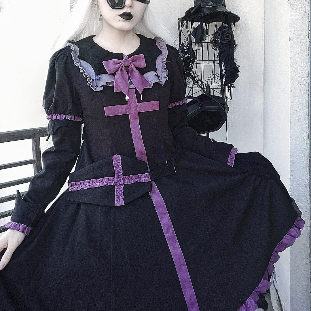 Time Solid~Halloween Winter Vampire Gothic Lolita OP   