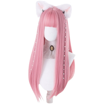Hengji~69cm Pink Straight Lolita Wig   