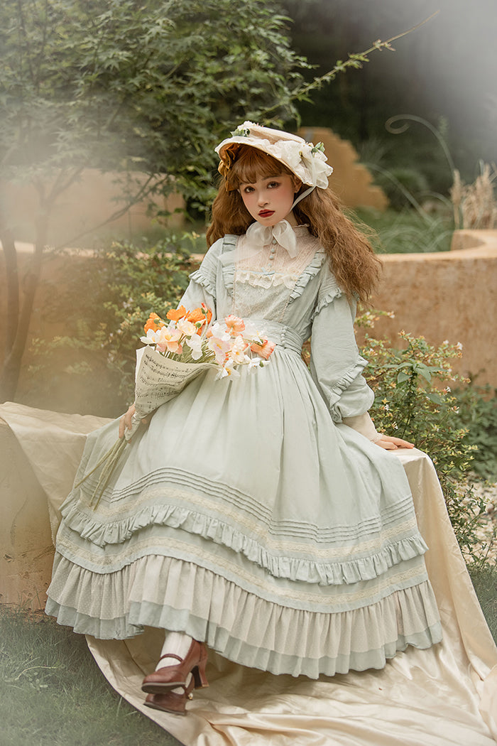 Alice Girl~Vintage Lolita OP Dress~Miss Lya's Jacquard Cotton Dress   