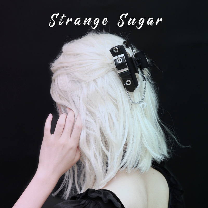Strange Sugar - Gothic Lolita black Alloy Clip With Chains