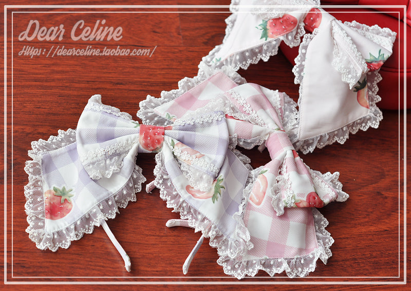 Dear Celine~Strawberry Ice Cream Lolita Bow Headband   