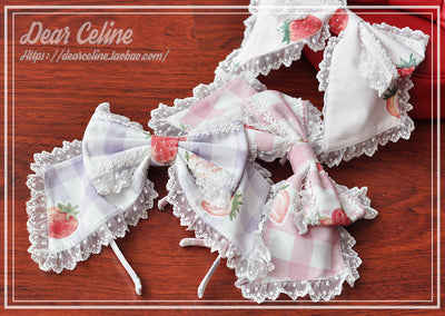 Dear Celine~Strawberry Ice Cream Lolita Bow Headband   