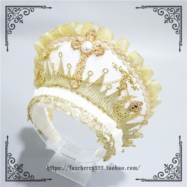 Fox Cherry~Gorgeous Lolita Palace Retro Golden Tudor Headdress 4504:10511