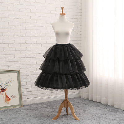 Your Princess~Lolita Fashion Cosplay Fishbone Adjustable Petticoat Free size ice yarn black (adjustable length 50-70cm） 