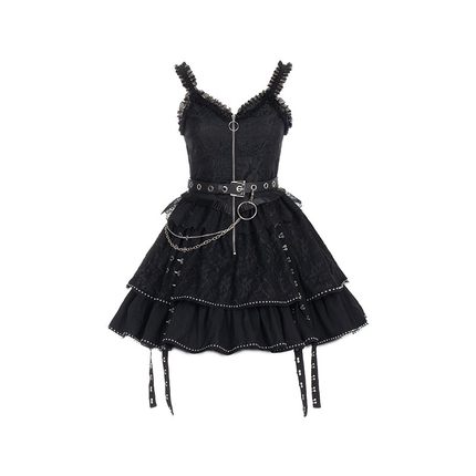 With Puji~Trapped Song~Punk Lolita JSK Dress Set S JSK+waistband