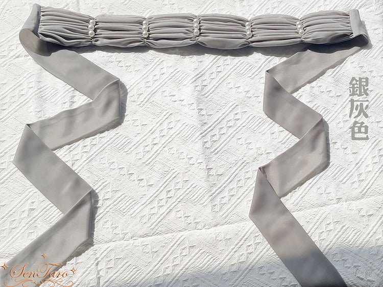 Sentaro - Elegant Lolita Multiple Colors Waist Tie silver gray