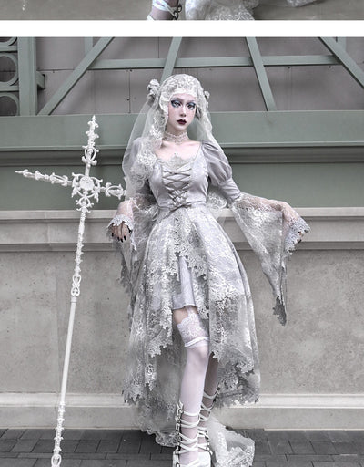 Blood Supply~Rose Funeral~Halloween Grey Classic Lolita OP   