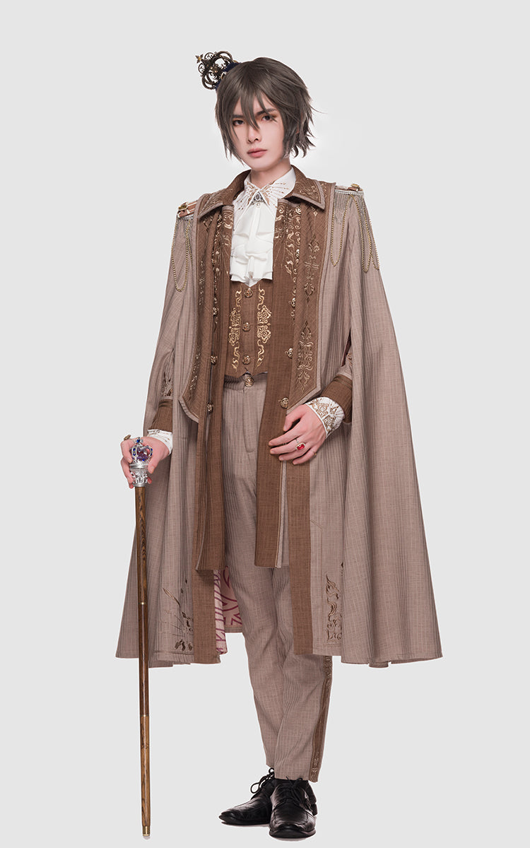 Youpairui - Sheffield - British Military Ouji Lolita Long Coat Full Set S male pants only