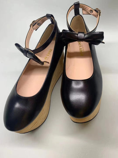The Seventh Sense~Japanese Style Wooden Platform Wa Lolita Shoes   