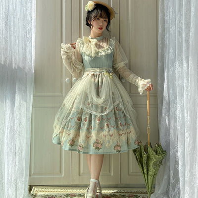 Miss Point~Elegant Lolita OP Dress Long Sleeve XS light blue 