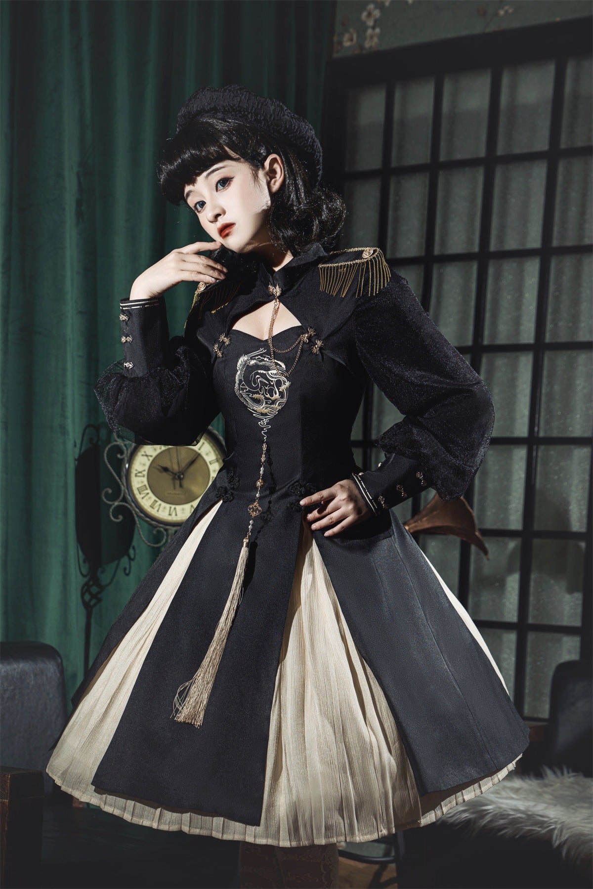 (Buyforme)Jinmu~Elegant Fusion of Gothic and Military Lolita Dress   