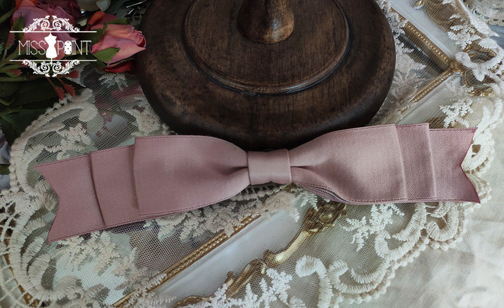 Miss Point - French Rose - Lolita Brooch and Waist Tie pink bow dual-use brooch