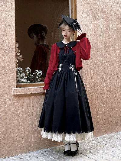 EESSILY~Countess's Autumn Tour~Retro Lolita Embroidery Long SK sk black small(S~M) 