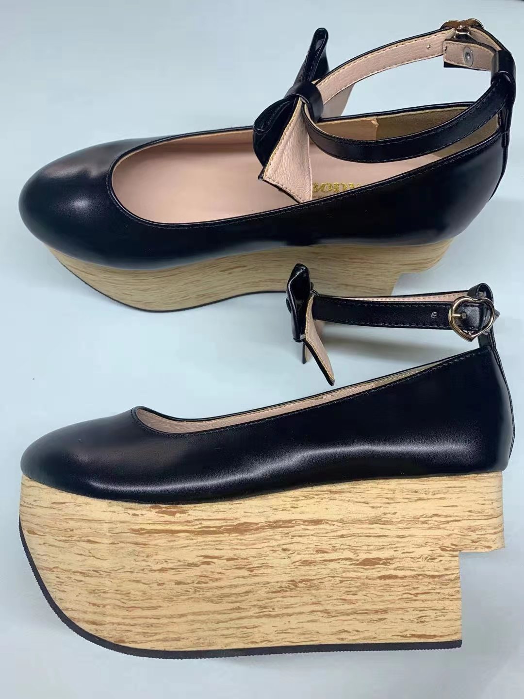 The Seventh Sense~Japanese Style Wooden Platform Wa Lolita Shoes   