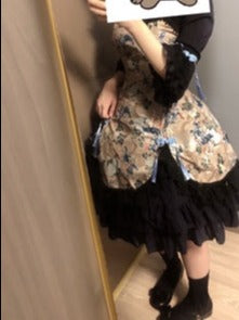 Strawberry Witch~Qi Lolita Style Cotton OP Dress S dark blue (princess sleeve) 