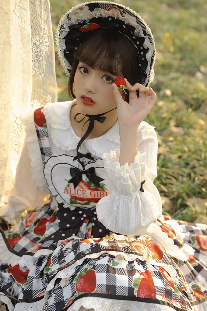 Alice Girl~Sweet Plaid Lolita Salopette Dress   