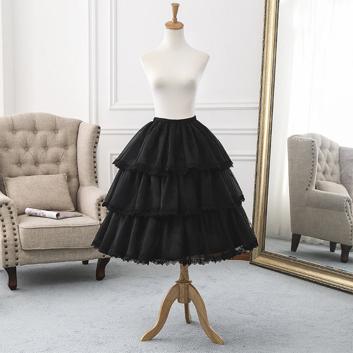 Your Princess~Lolita Fashion Cosplay Fishbone Adjustable Petticoat Free size magic black (adjustable length 50-70cm） 