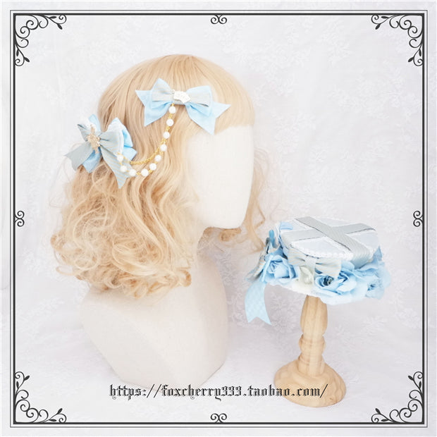 Fox Cherry~Palace Retro Elegant Bow Headdress Lolita Top Hat   