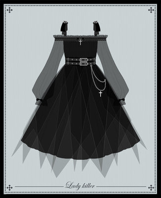 Your Princess~Gothic Lolita High Waist Black Dress S black long version 