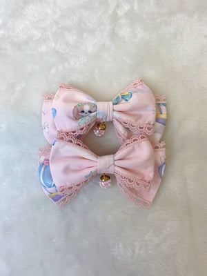 DreamWhale - Sweet Lolita Accessory Puppy-themed Headdress milky yellow bow clips(a pair) In stock