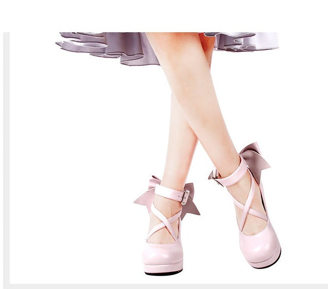 Angelic imprint~Elegant Lolita Shoes Princess Bowknot Lolita Heels Shoes   