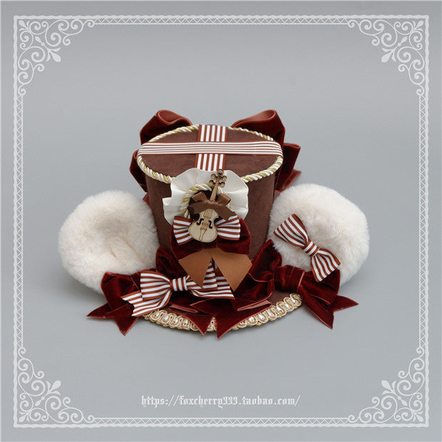 Fox cherry-Super Cute Lolita Bear Ears Top Hat Multicolors   
