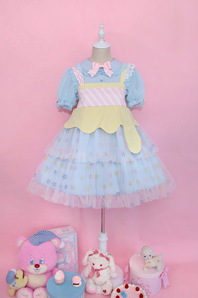 Alice Girl~Rainbow Candy Lolita Blouse Peter Pan Collar Shirt   