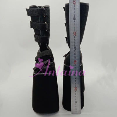 Antaina ~ Black Fish Mouth Platform Shoes High Heels 18cm   