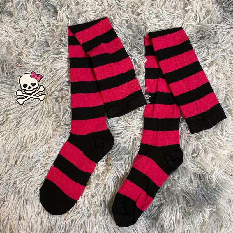 (Buyforme)Sanchuntao~Halloween Lolita Striped Stockings Multicolors red wide stripes free size 