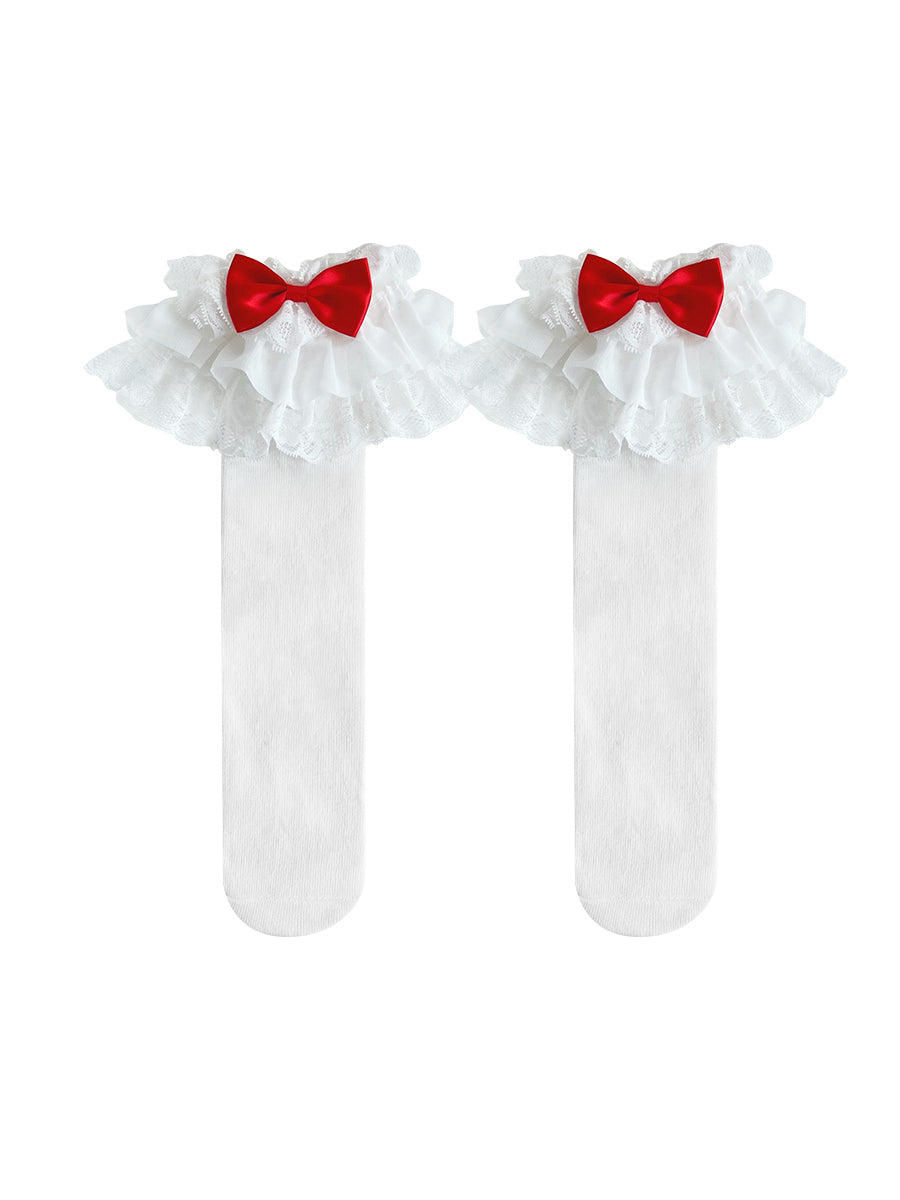(BuyForMe) Mixiu~Child and Adults Princess Lolita Bow Socks free size (1-13 years old) red 