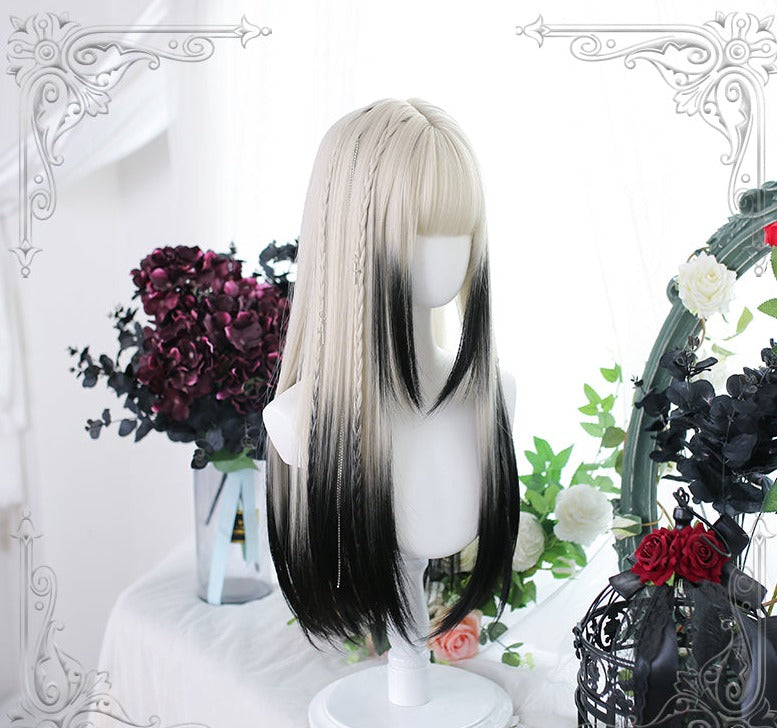 Dalao Home~Lolita Long Straight Gradient Black Wig   