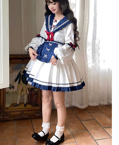 With PUJI~A Letter to Wind~Maid Pleated Sailor Lolita OP   