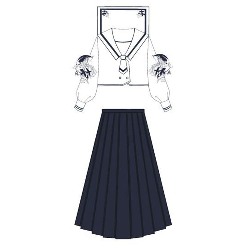 Eieyomi - Keel Girl - JK Uniform Lolita SK Suit S blouse + tie +skirt (long version)