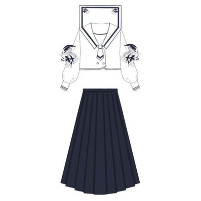 Eieyomi~Keel Girl~JK Uniform Lolita SK Suit S blouse + tie +skirt (long version) 