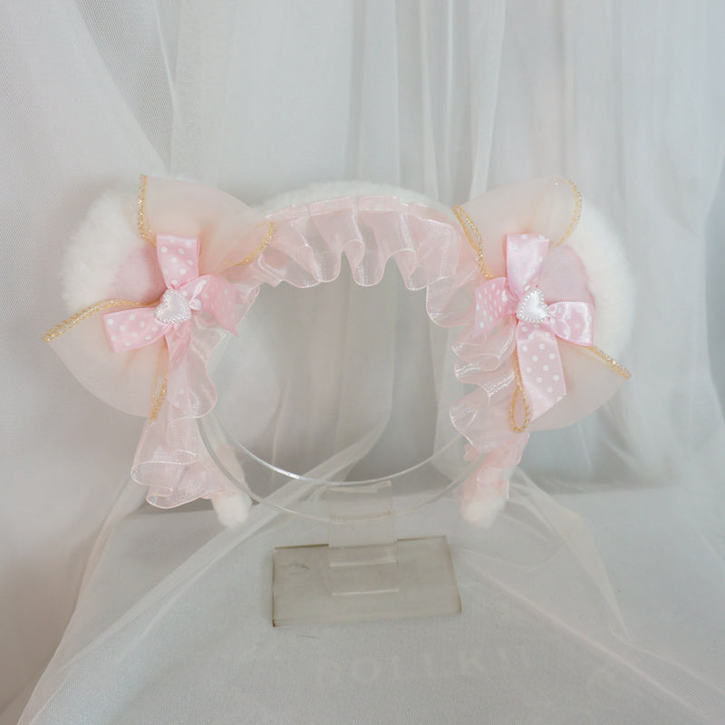 MaoJiang Handmade~Kawaii Lolita Bear Ears Headband pink  