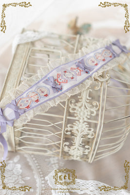 (Buy for me) CEL Lolita~Porcelain Teaparty~Embroidery Lolita Headress, Brooch and Bag Accessory purple hairband  