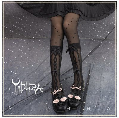 Yidhra - Wedding Night Butterfly - Kawaii Lolita Summer Tights One Size Black - Normal Version