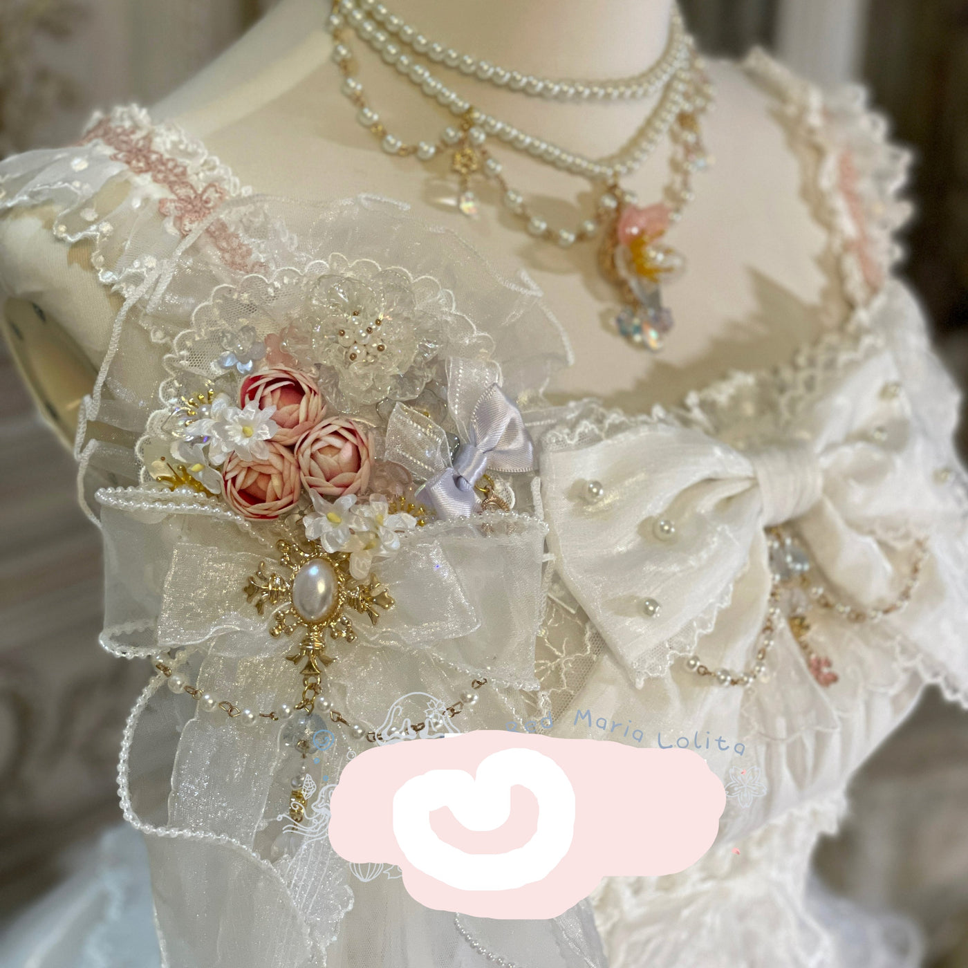 Red Maria~Jellyfish Sakura~Elegant Blue White Handmade Accessories necklace  